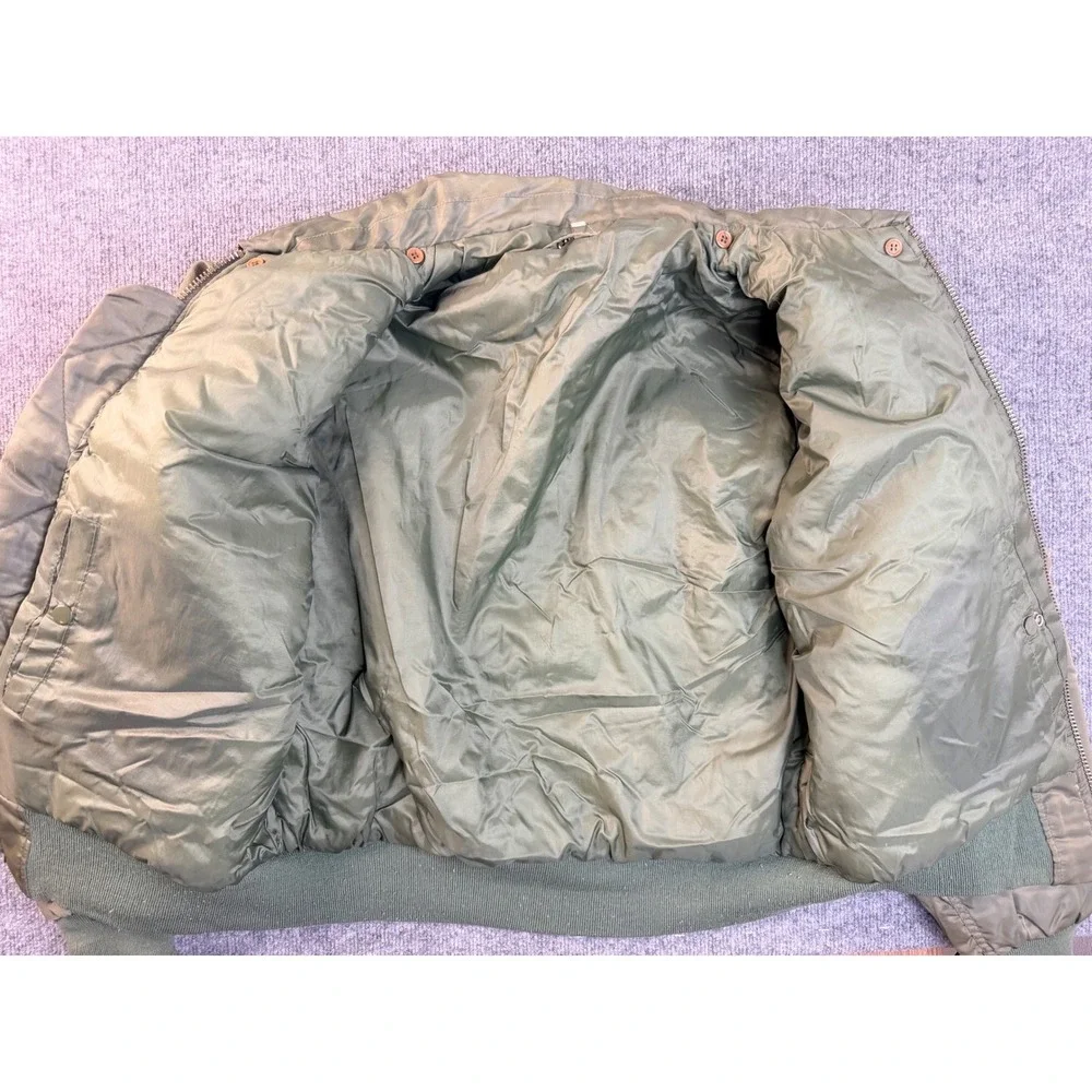 Vintage Military Style Flight Bomber Jacket Mens XL Green Insulated Workwear Y2K